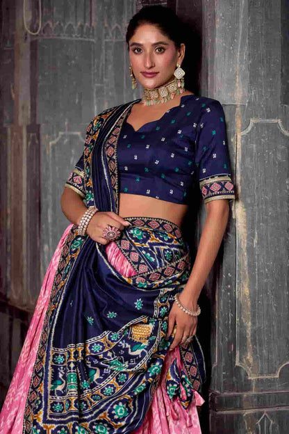 Tasar Silk Zari Woven Work Lehenga Choli In Baby Pink Colour