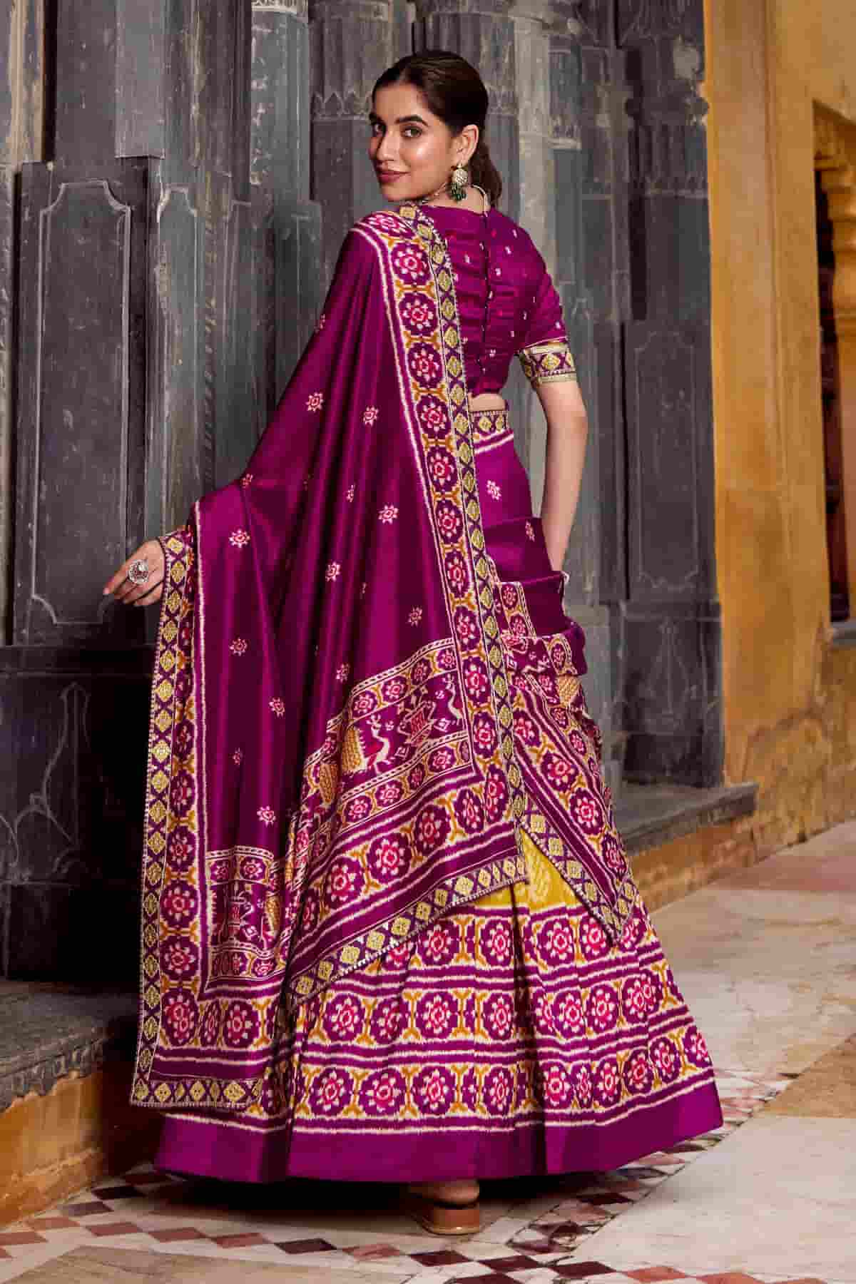 Tasar Silk Zari Woven Work Lehenga Choli In Mustard Colour