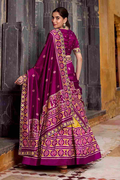 Tasar Silk Zari Woven Work Lehenga Choli In Mustard Colour