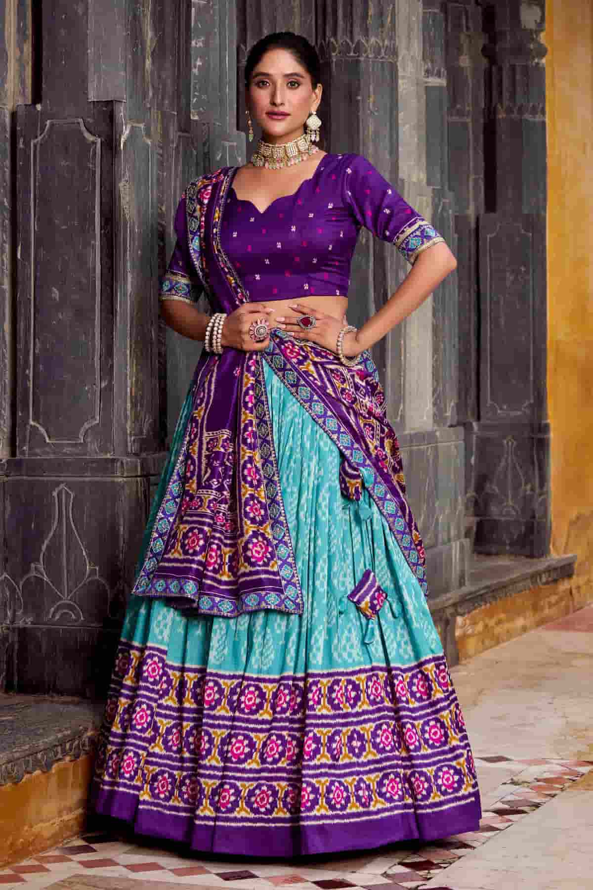 Tasar Silk Zari Woven Work Lehenga Choli In Sky Blue Colour
