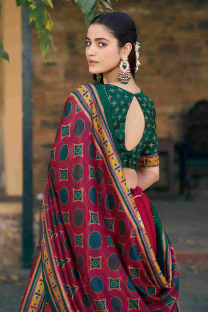 Tasar Silk Zari Woven Work Lehenga Choli In Red Colour