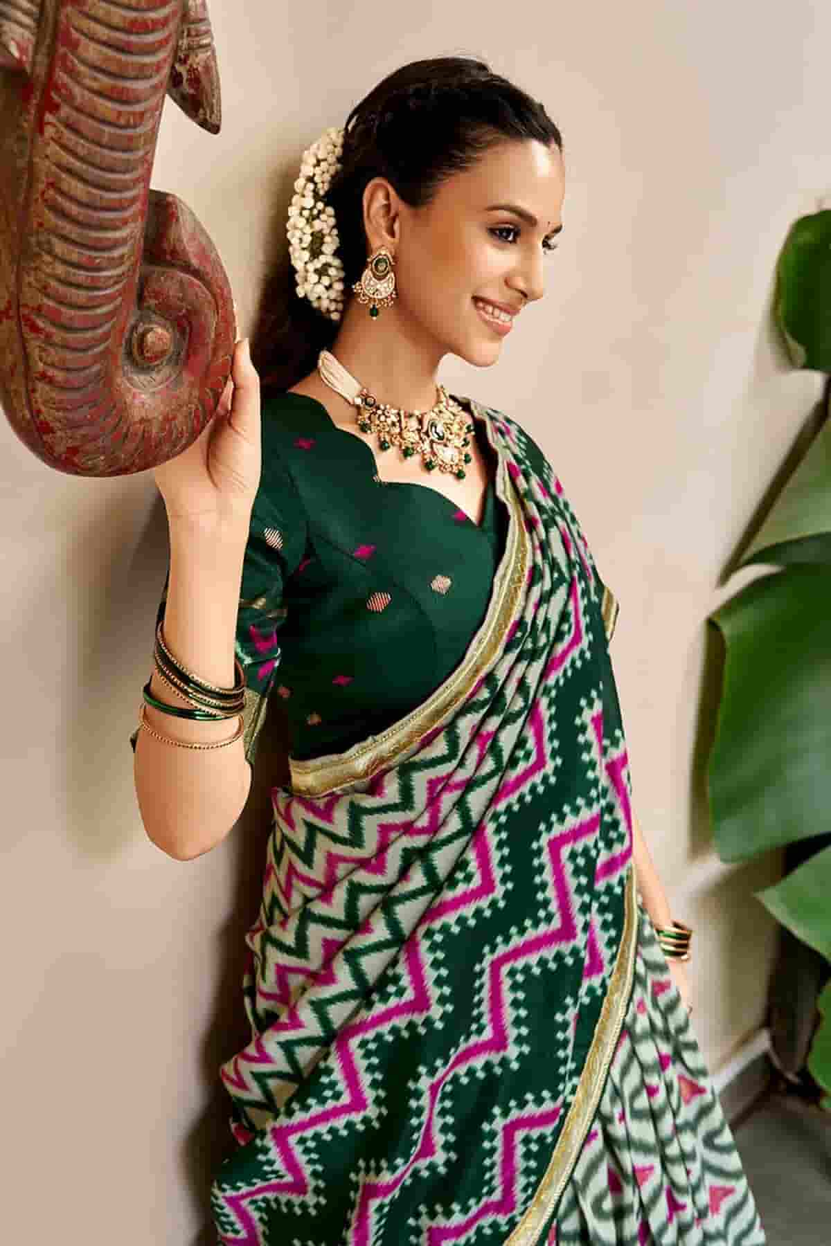Tasar Silk Zari Woven Work Stitched Lehenga Choli In Green Colour