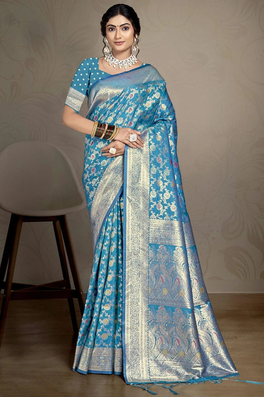 Teal Blue Colour Silk Traditional Saree SD1102753
