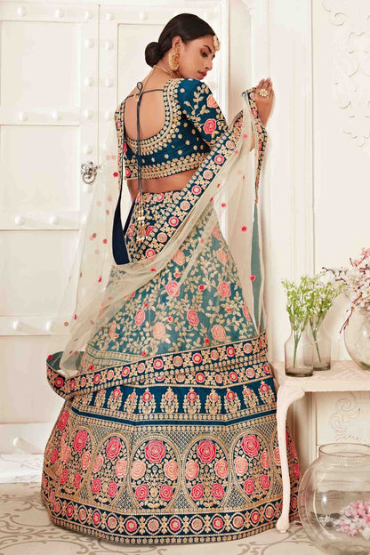 Teal Blue Silk Designer Lehenga Choli LC1010148 A