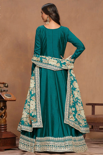 Teal Colour Art Silk Anarkali Suit SM1050570 A