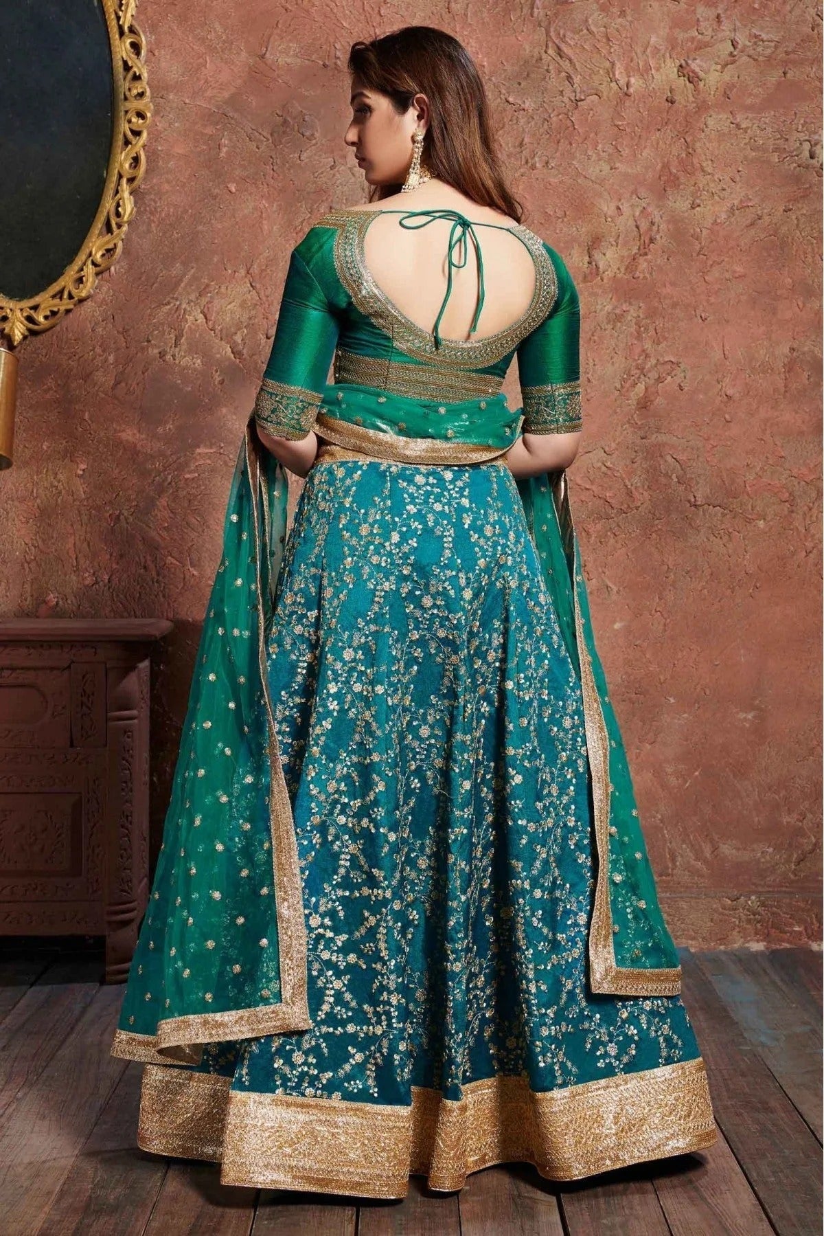 Teal Colour Art Silk Lehenga Choli LC1010048 A