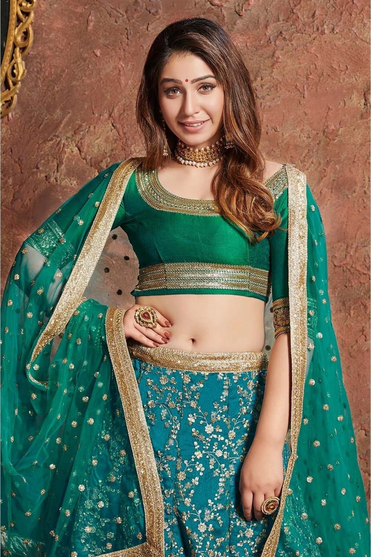 Teal Colour Art Silk Lehenga Choli LC1010048 D