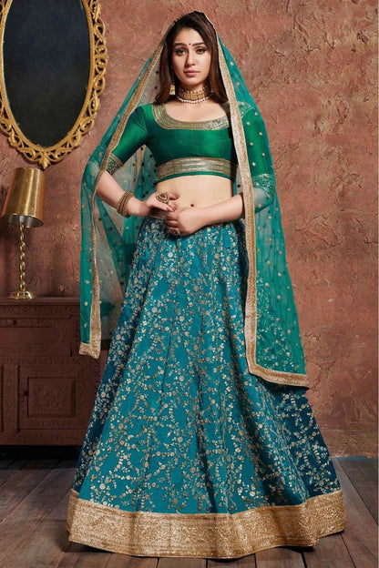 Teal Colour Art Silk Lehenga Choli LC1010048