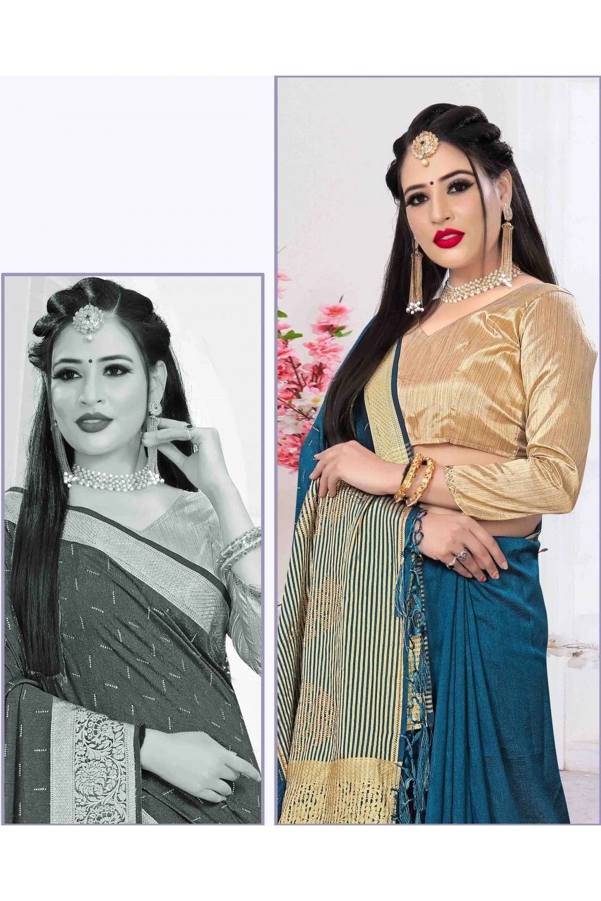 Teal Colour Art Silk Viscose Designer Saree SD1120636 A