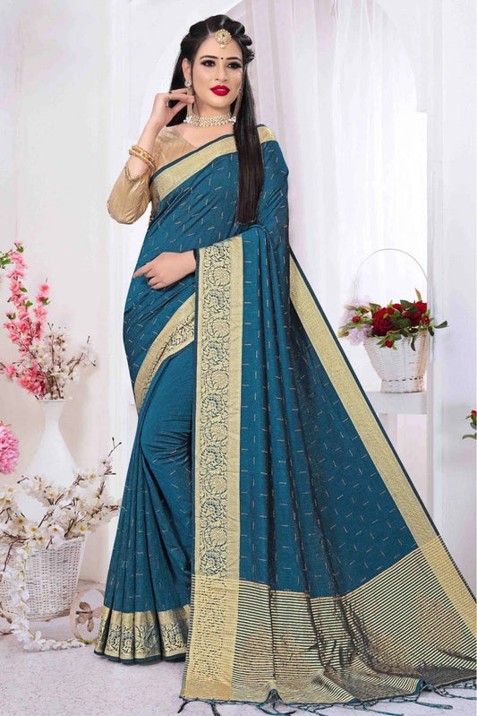 Teal Colour Art Silk Viscose Designer Saree SD1120636