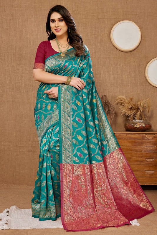 Teal Colour Banarasi Silk Saree SD1110241