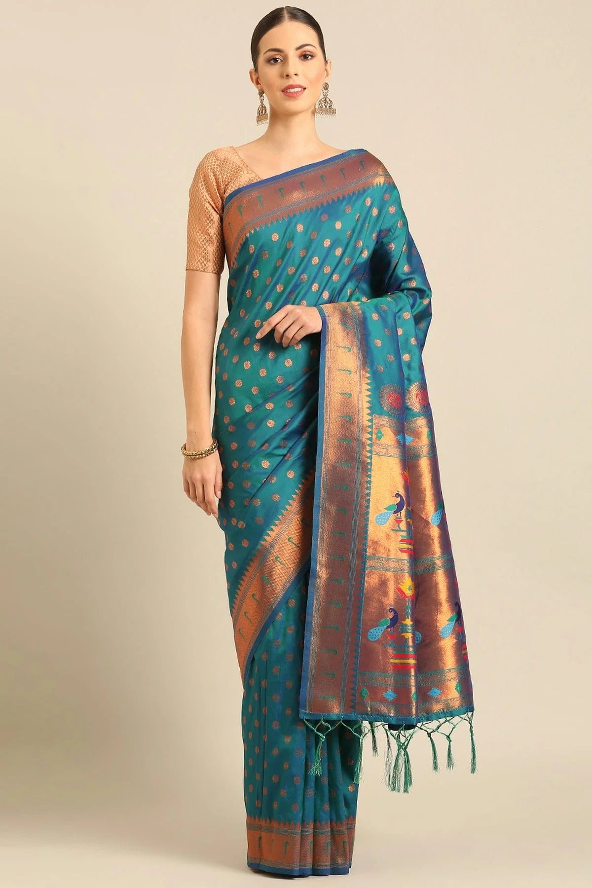 Teal Colour Banarasi Silk Traditional Saree SD1102482