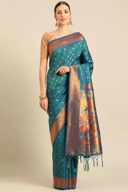Teal Colour Banarasi Silk Traditional Saree SD1102482