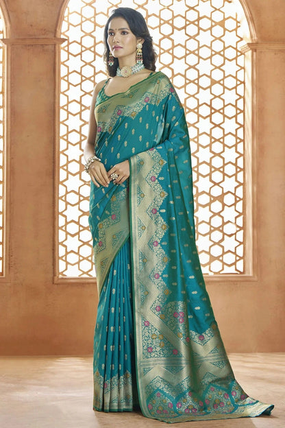 Teal Colour Banarasi Silk Traditional Saree SD1110897