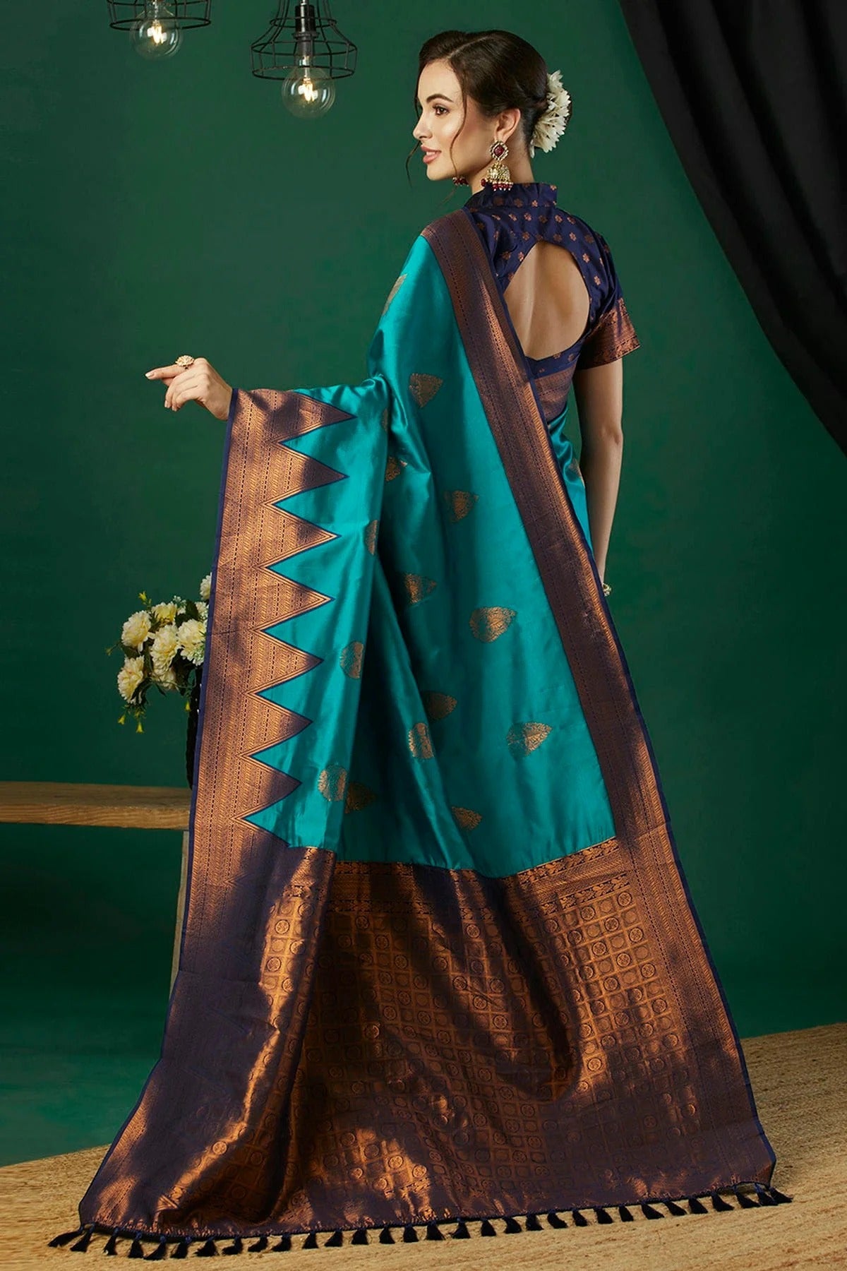 Teal Colour Banarasi Silk Traditional Saree SD1111874 A