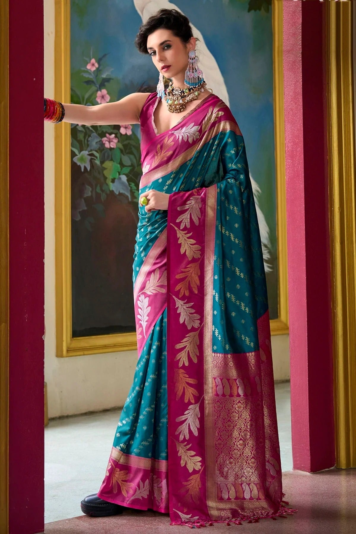Teal Colour Banarasi Silk Traditional Saree SD1290197