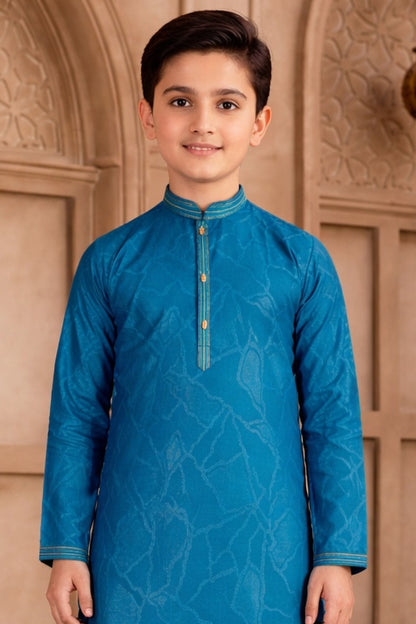 Teal Colour Brocade Art Silk Pintux Work Kurta Pajama