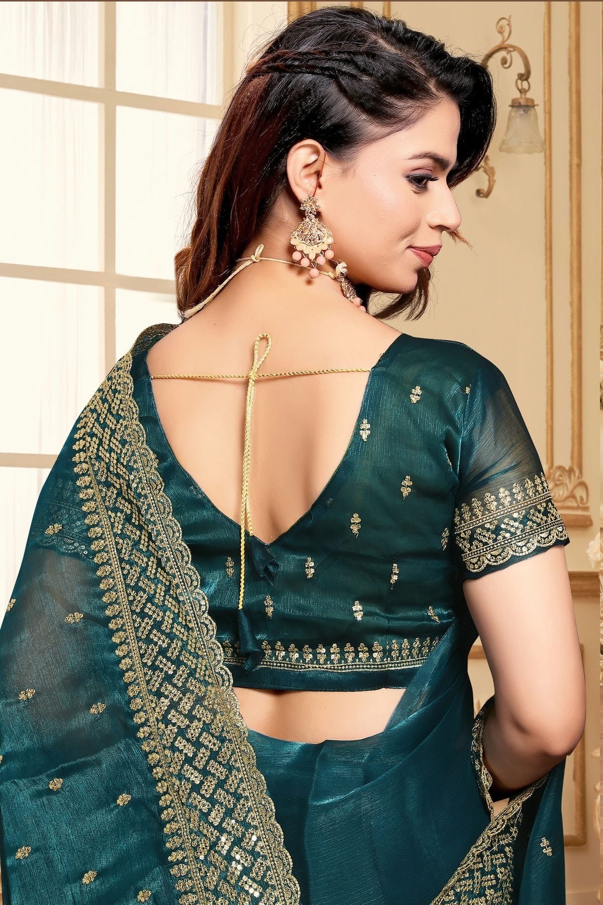 Teal Colour Burberry Silk Designer Saree SD1121841 A