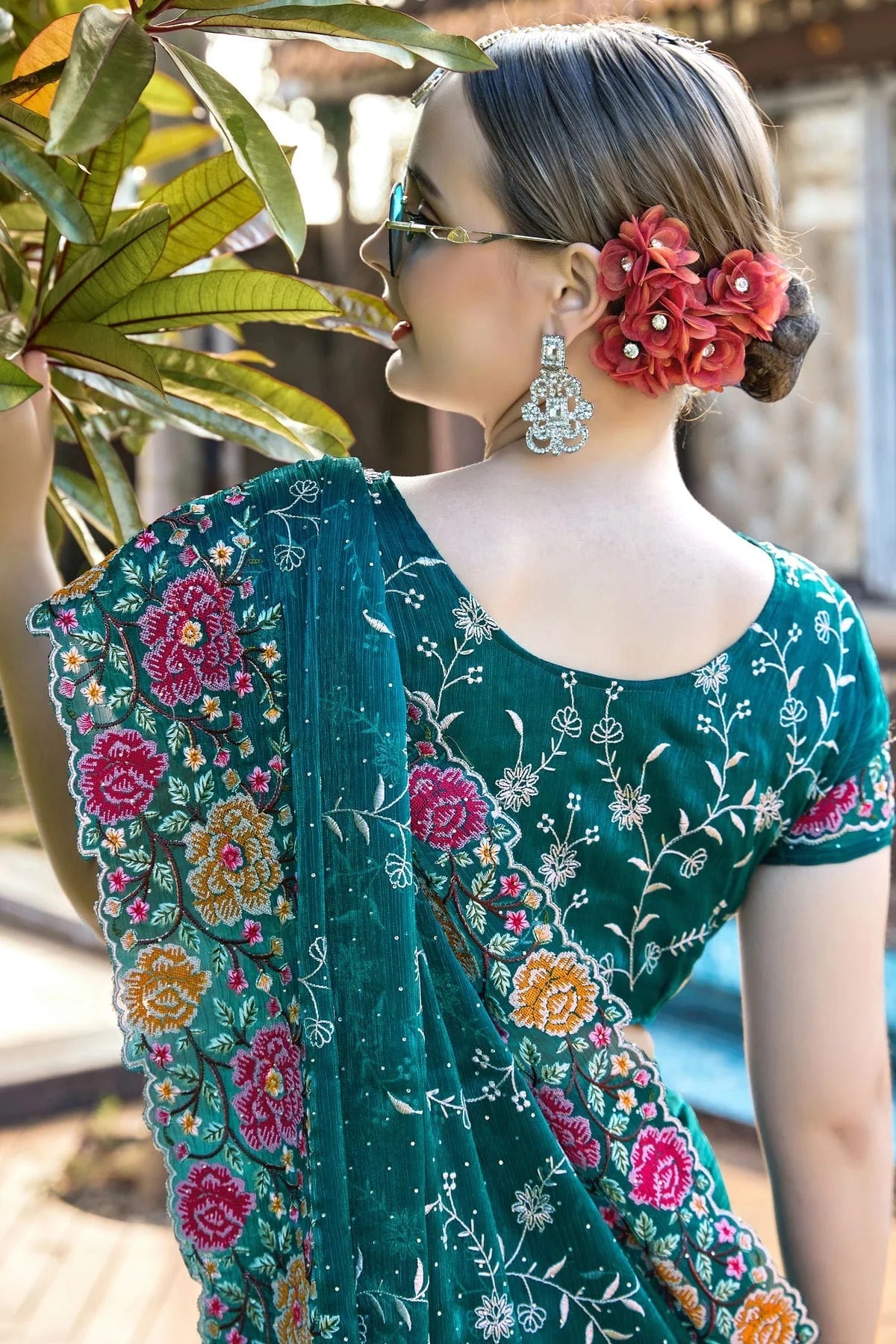 Teal Colour Burberry Silk Designer Saree SD1121855 A