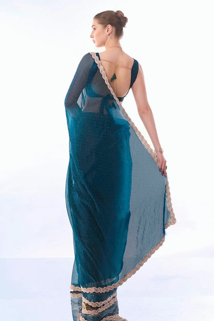 Teal Colour Burburry Saree SD1110437 A