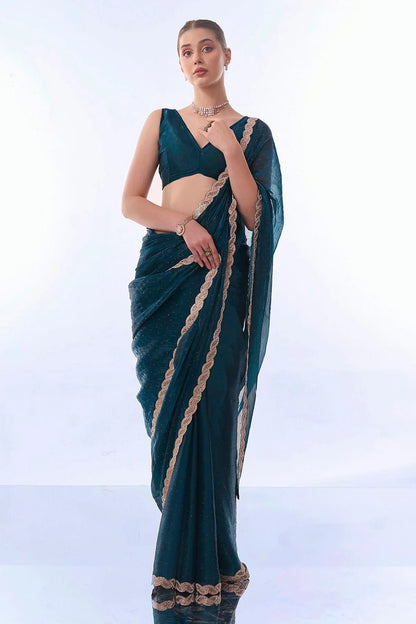 Teal Colour Burburry Saree SD1110437