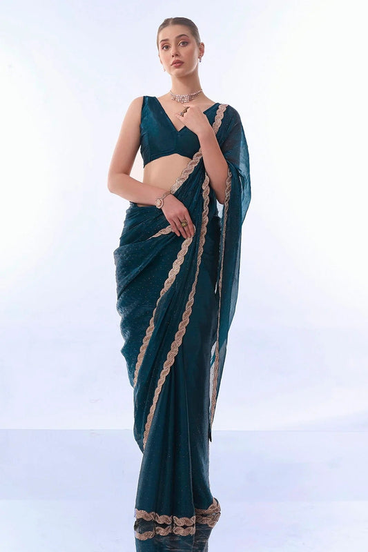 Teal Colour Burburry Saree SD1110437