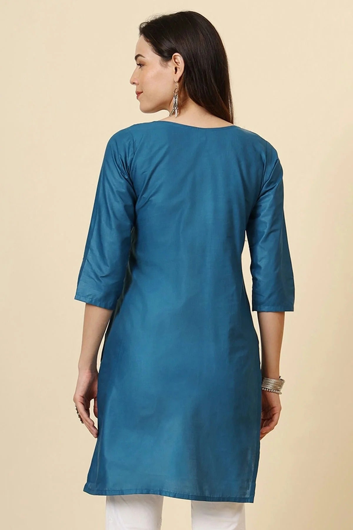 Teal Colour Cotton Readymade Top TP1110878 A