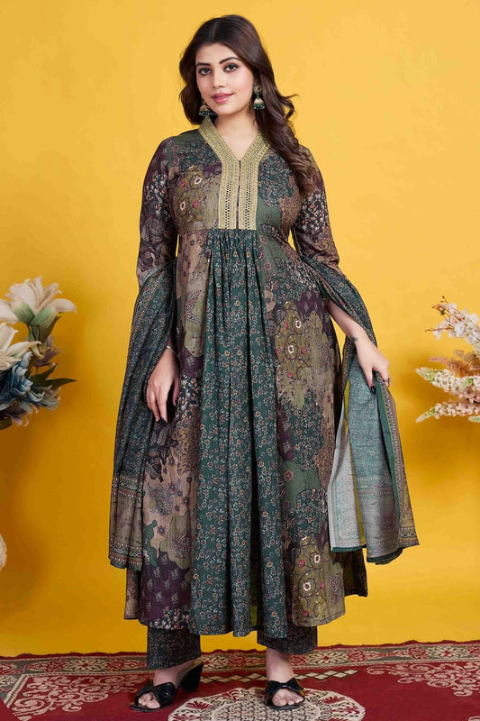 Teal Colour Cotton Stitched Pant Style Suit SS1140950