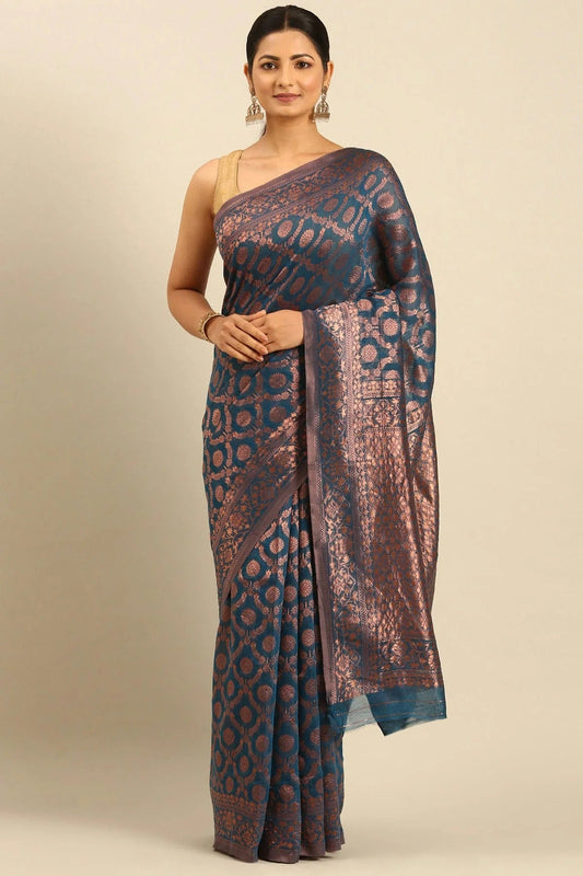 Teal Colour Cotton Traditional Saree SD1102522