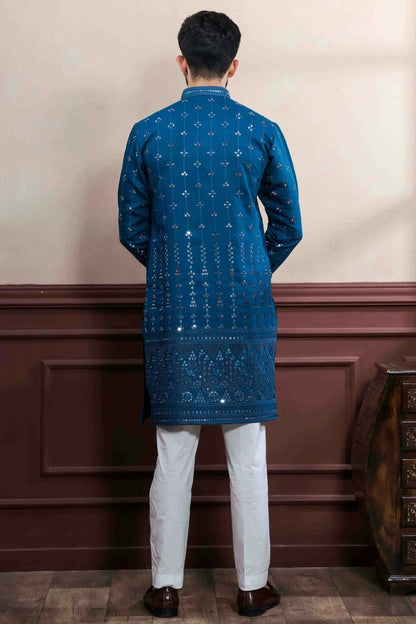 Teal Colour Embroidery Viscose Kurta Pajama KP1113413 A