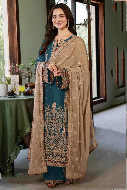 Teal Colour Faux Georgette Pakistani Suit SM1140906