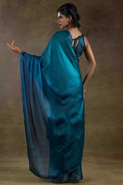 Teal Colour Fendi Satin Silk Ready To Wear Saree SD1122022 A