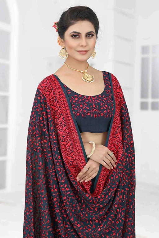 Teal Colour Georgette Designer Saree SD1090624 A