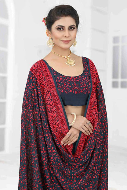 Teal Colour Georgette Designer Saree SD1090624 A