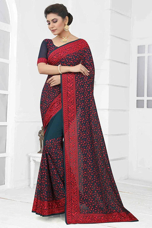 Teal Colour Georgette Designer Saree SD1090624