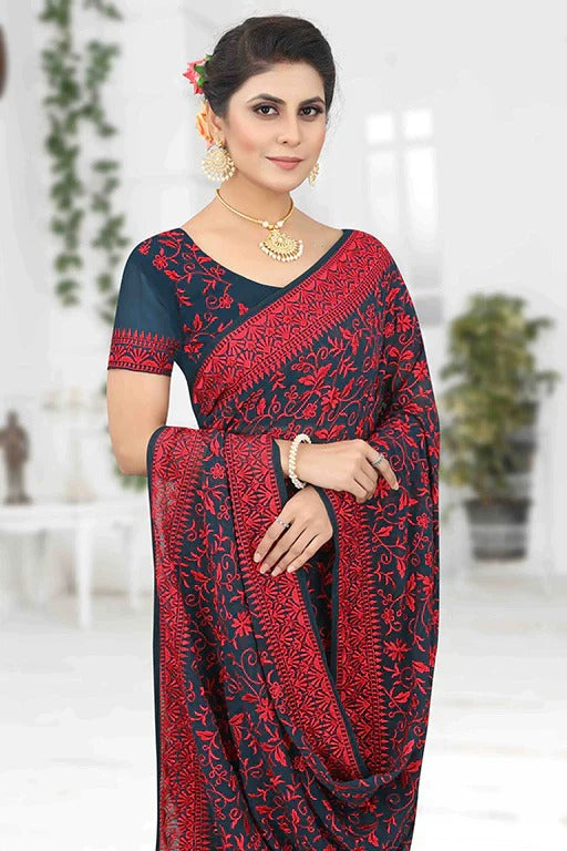 Teal Colour Georgette Designer Saree SD1090631 A