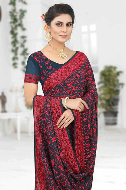 Teal Colour Georgette Designer Saree SD1090631 A