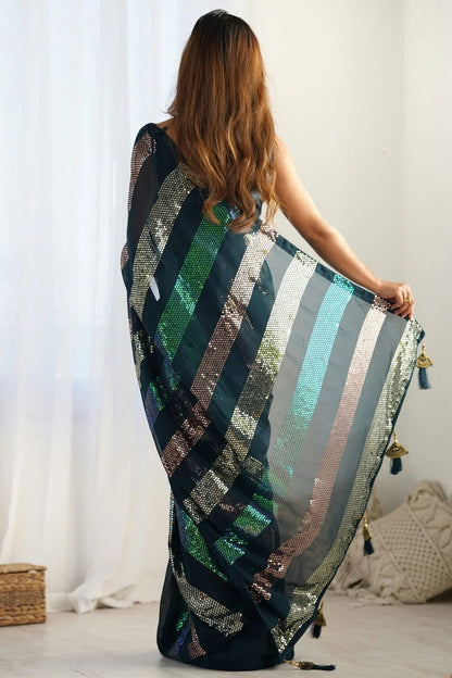 Teal Colour Georgette Designer Saree SD1111948 A