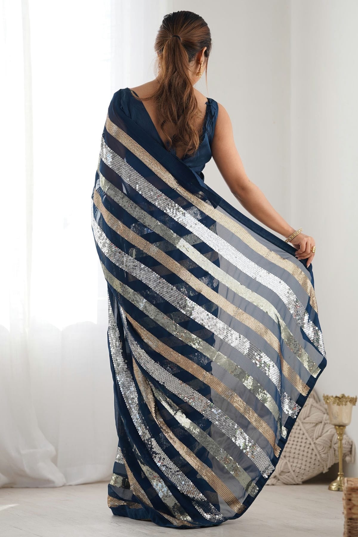 Teal Colour Georgette Designer Saree SD1112108 A