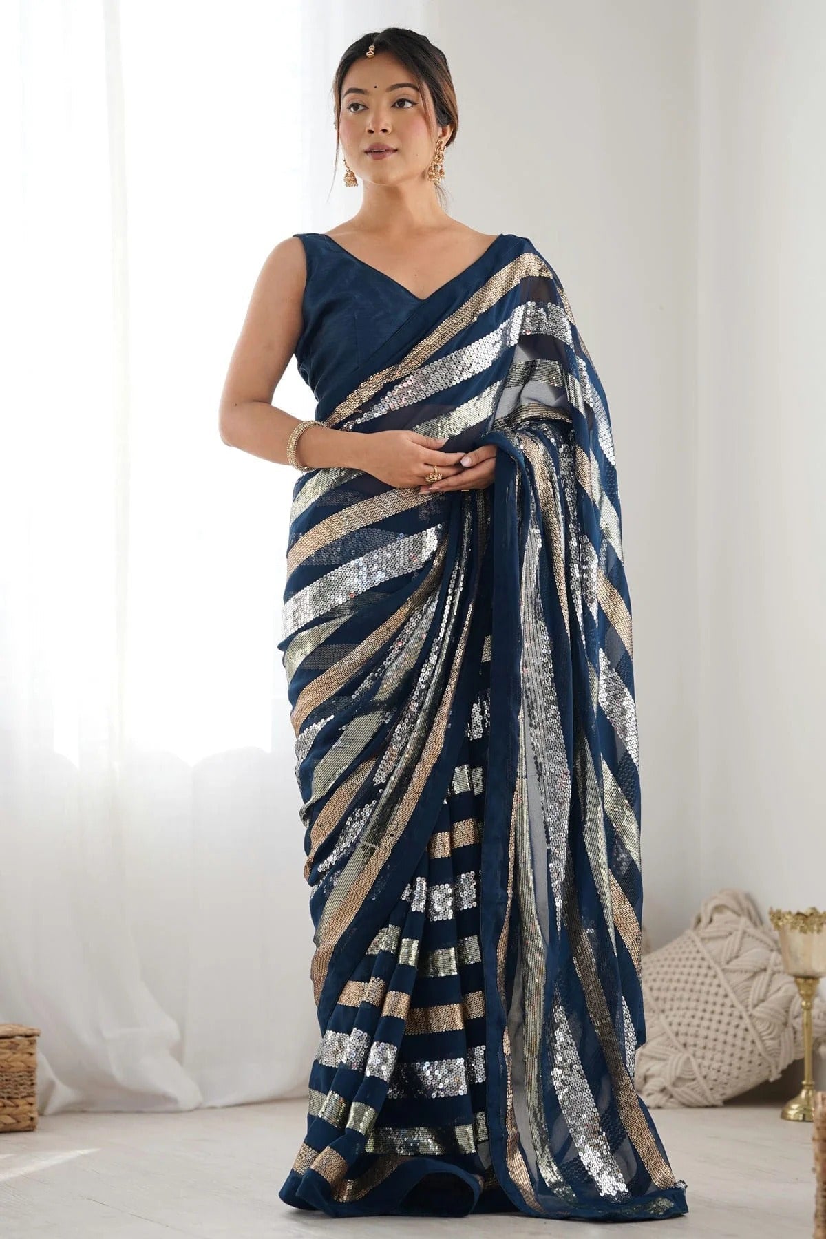 Teal Colour Georgette Designer Saree SD1112108