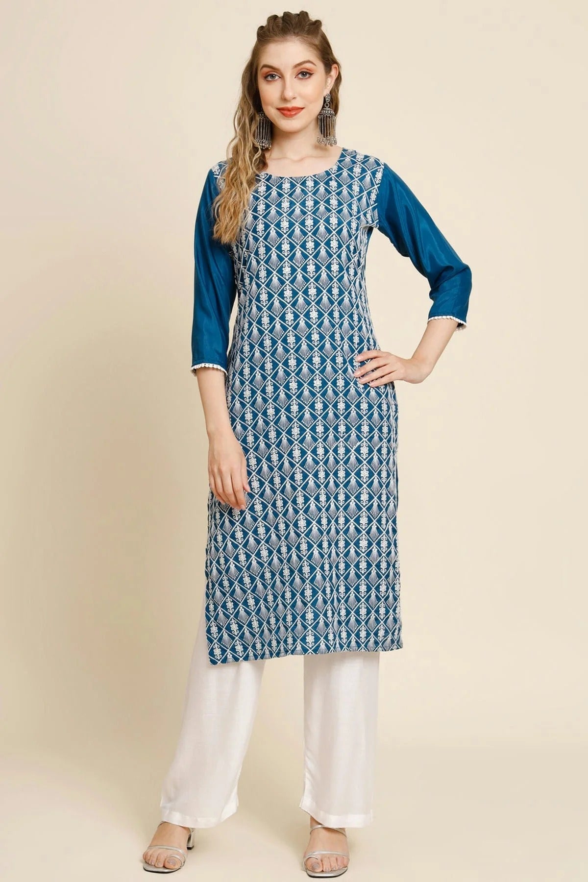 Teal Colour Georgette Kurti KR1111017