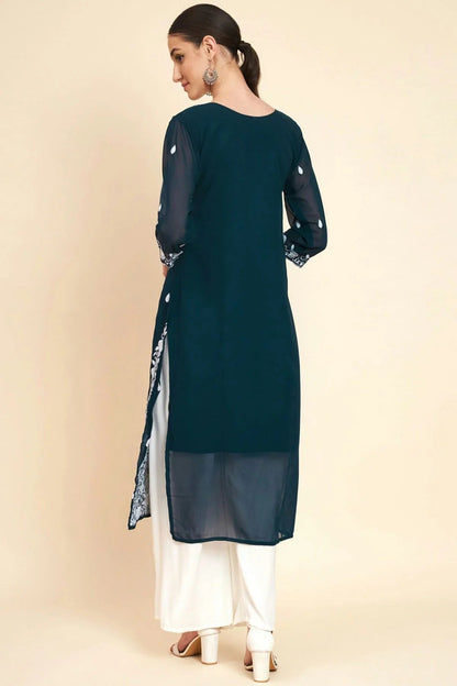 Teal Colour Georgette Kurti KR1111053 A