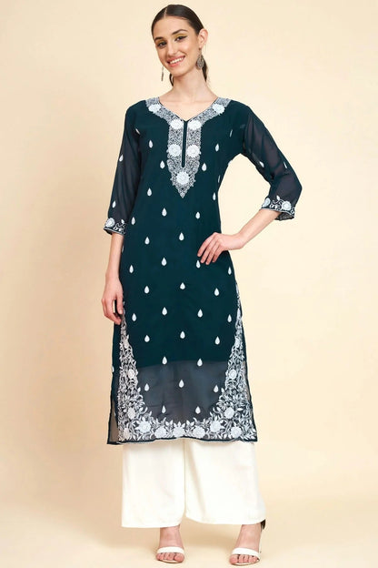 Teal Colour Georgette Kurti KR1111053