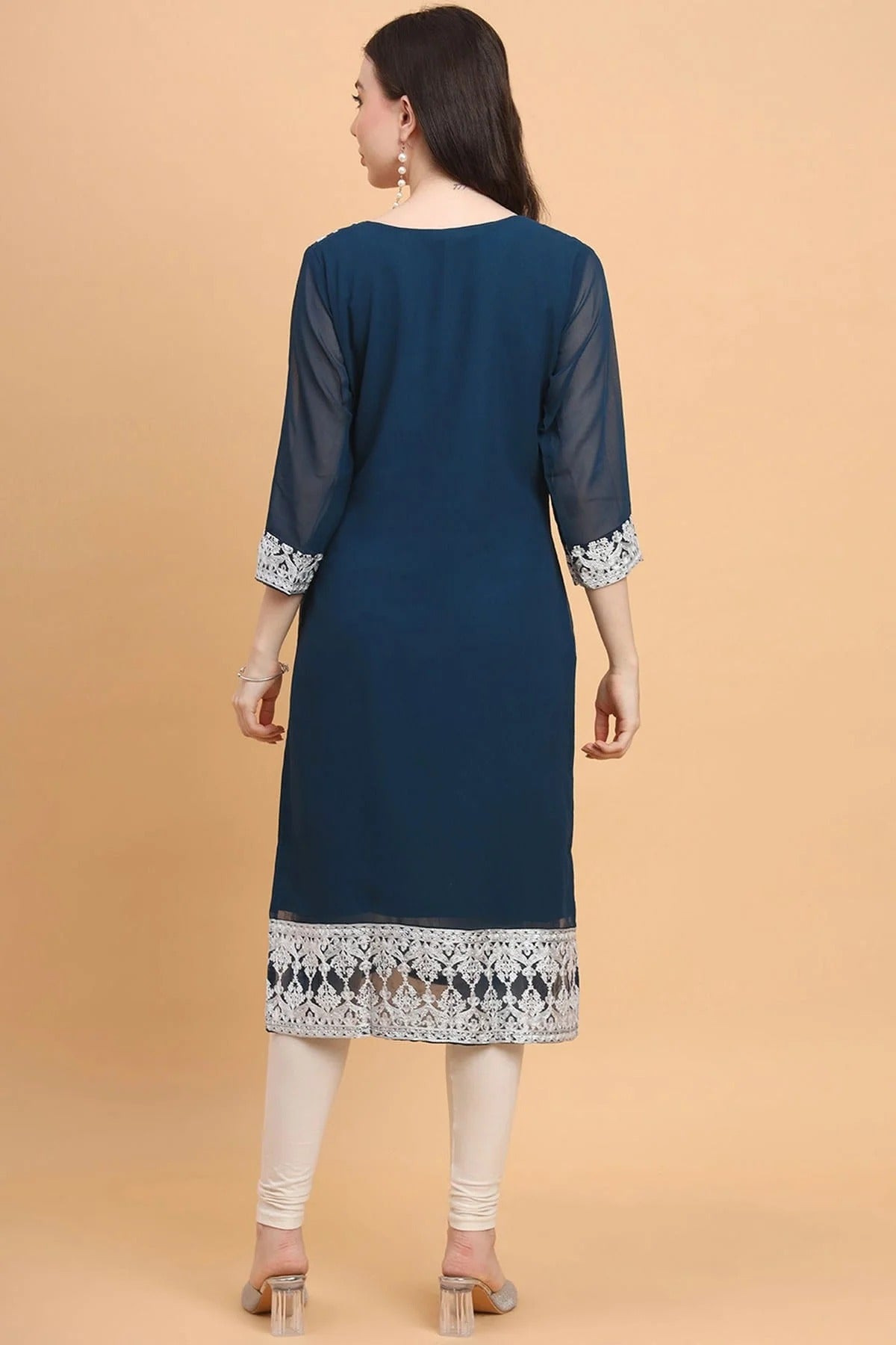 Teal Colour Georgette Kurti KR1111183 A