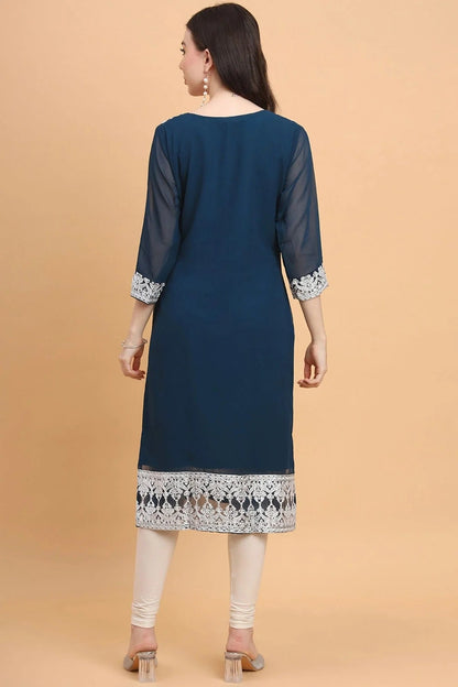 Teal Colour Georgette Kurti KR1111183 A