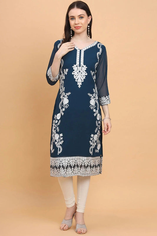Teal Colour Georgette Kurti KR1111183