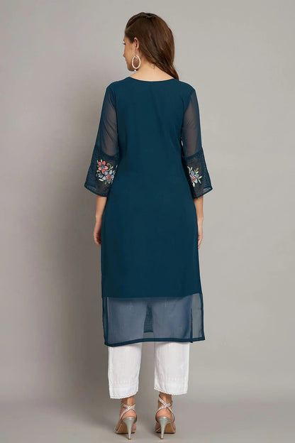Teal Colour Georgette Kurti KR1111211 A