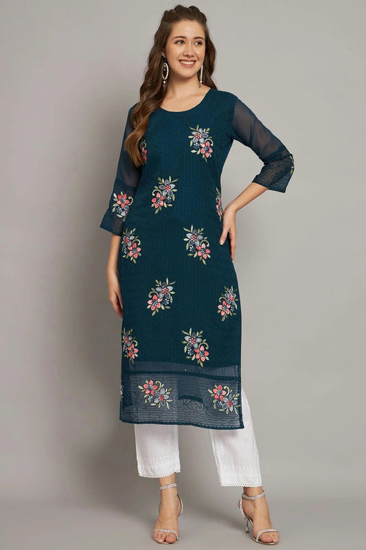 Teal Colour Georgette Kurti KR1111211