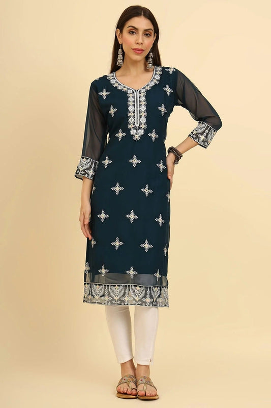 Teal Colour Georgette Kurti KR1111231