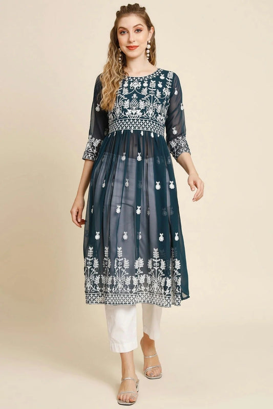 Teal Colour Georgette Kurti KR1111260
